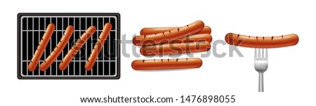 Stock fotó: Hot Dog Grill Vector Realistic Banner Tasty Menu Brochure Templ