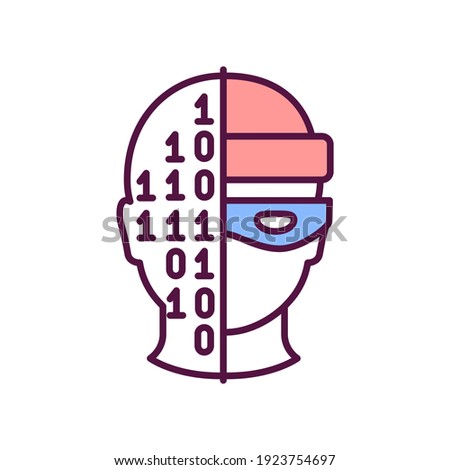 Stockfoto: Computer Hacking With Binary Code Icon Vector Outline Illustration