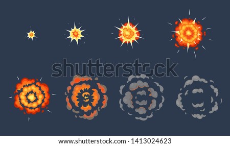 Stock photo: Animation Of Explosion Effect In Cartoon Comic Style Cartoon Explosion Effect With Smoke For Game