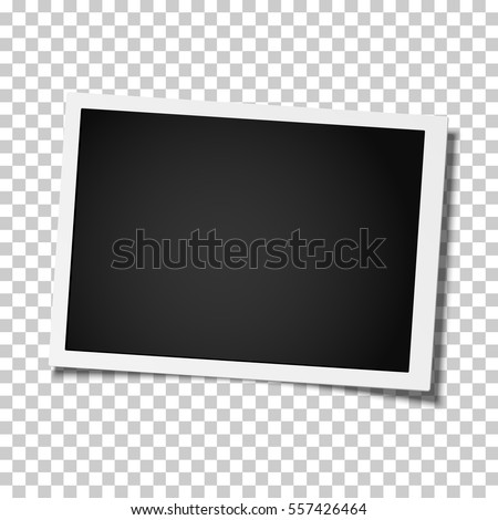 ストックフォト: Black Blank Picture Frame With Transparent Place For Photo On Gray Wall