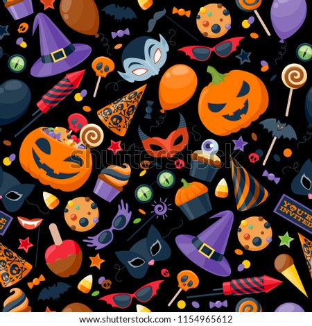 Foto stock: Halloween Cookie Seamless Pattern Background Cookies For Terrib