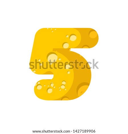 Stok fotoğraf: Figure 5 Cheese Font Numeral Five Of Cheesy Alphabet Dairy Foo