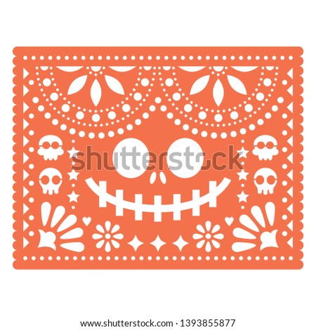 Halloween Papel Picado Design With Pumpkin Scary Faces Mexican Paper Cut Out Pattern Collection - D Stock fotó © RedKoala