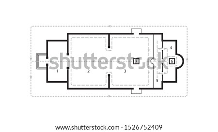 ストックフォト: Architectural Plan Of Orthodox Church Medieval Monastery Scheme Of Movement At Night Vigil