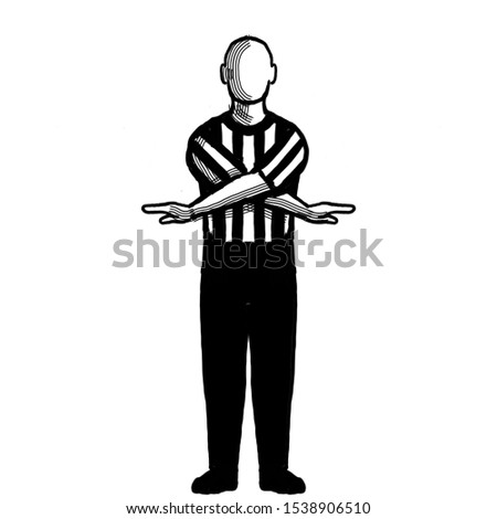 Zdjęcia stock: Basketball Referee No Score Hand Signal Retro Black And White