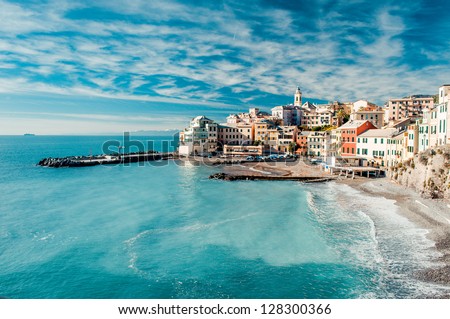 Stok fotoğraf: Mediterranean Coast And Cloudy Sky Beautiful Panoramic Sea View And Coastal Nature