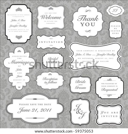 Zdjęcia stock: Set Of Ornate Vector Frames And Ornaments With Sample Text Perf