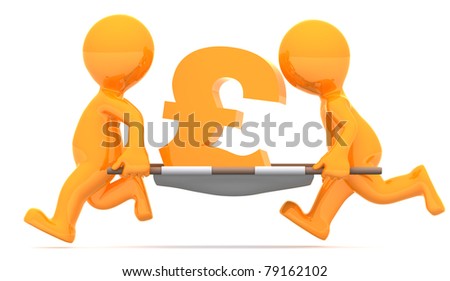 Stockfoto: Medics Carrying Pound Currency Sign Conceptual Economic Illustration