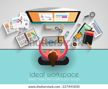 Stockfoto: Ideal Workspace For Teamwork And Brainsotrming With Flat Style