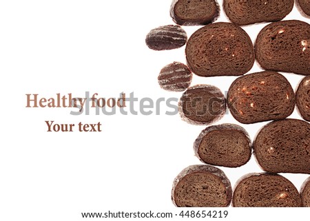 Stock fotó: Decorative Edging Pieces Of Black Rye Bread On A White Background Isolated Border Food Background