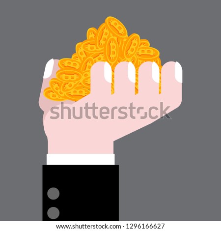 Hand Is Full Bitcoin Profit Crypto Currency Gain Virtual Money Сток-фото © MaryValery