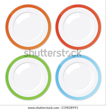 Foto d'archivio: Plate Isolated Kitchen Utensils On Blue Background Vector Illu