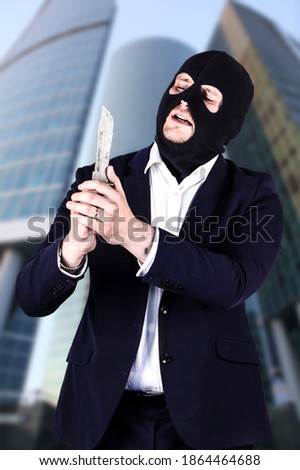 Stock foto: Robbery Man Criminal With Knife Robbing Businessman With Suitca