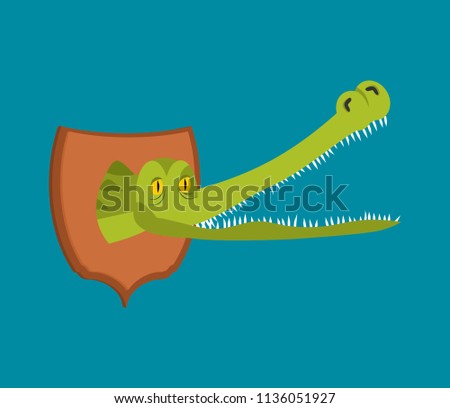 Сток-фото: Crocodile Hunter Trophy Head Of Alligator Is On Shield Scarecr