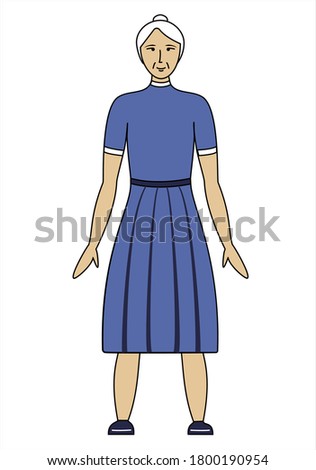 Сток-фото: Old Lady Fashion Dressed Vector Cartoon Character Isolated On W