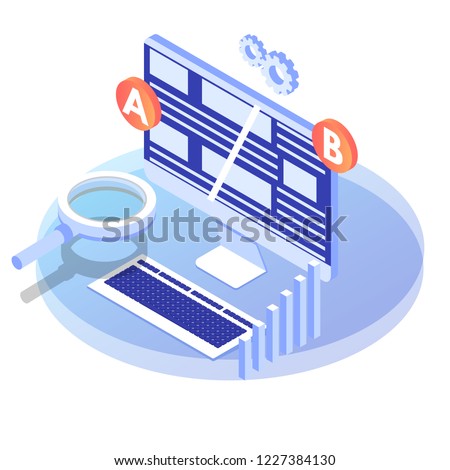 Foto d'archivio: Isometric Flat Vector Concept Of Ab Testing Split Test A B Comparison