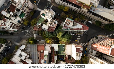 Stock photo: Aerial View Of The Colorful Buildings In European City At Sunset