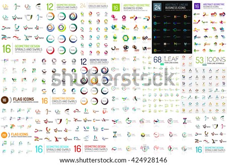 [[stock_photo]]: Linear Abstract Wavy Lines Geometric Identity Logo Design Template Stock Vector Illustration Isola