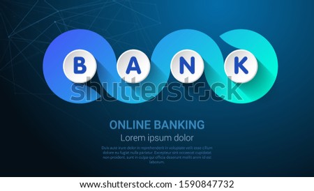 Bank - Concept With Big Word Or Text Blue Trendy Tamplate For Web Banner Or Landig Page [[stock_photo]] © Tashatuvango