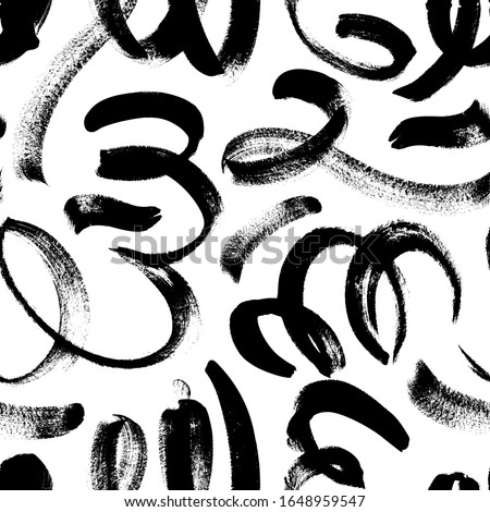 Foto stock: Abstract Background With Rounded Brush Strokes Doodle Vector Seamless Pattern