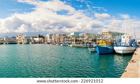 Сток-фото: Fishing Boats Docked At Newly Constructed Limassol Marina Cyprus