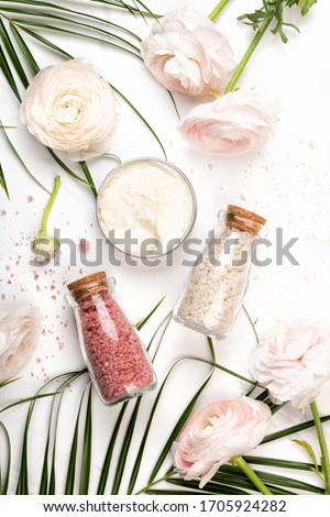 Stock photo: Bath Salt And Palm Leaf