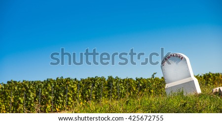 Сток-фото: Boundary Monument Champagne Vineyards In The Cote Des Bar Area