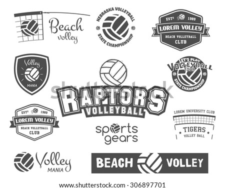 Foto stock: Volleyball Label Badge Logo And Icon Sports Insignia Best For Volley Club League Competition S