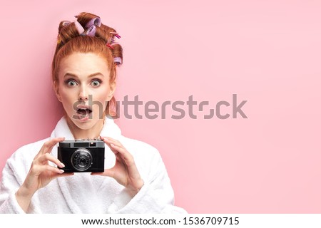 Foto stock: Spa Picture Attractive Happy Smiling Lady Young Red Hair Isolated On White Close Up Lifestyle Peopl