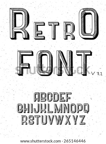 Stok fotoğraf: Handmade Retro Outline White Font Black Letters On White Backgr