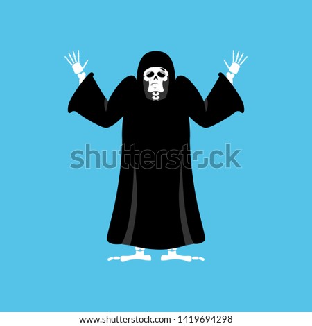 Zdjęcia stock: Grim Reaper Guilty Death Oops Skeleton In Black Cloak Surrende