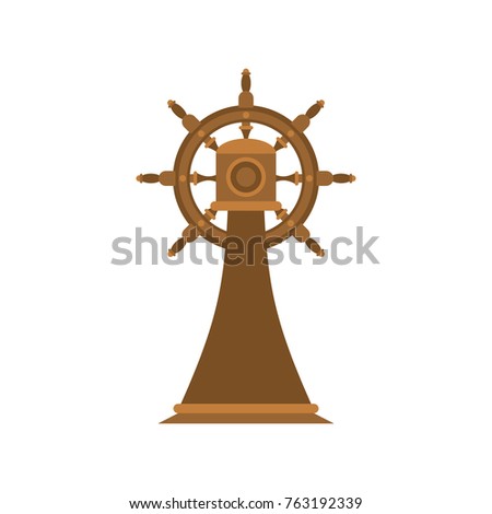 Сток-фото: Ship Steering Wheel On Stand Isolated Ship Part Vector Illustr