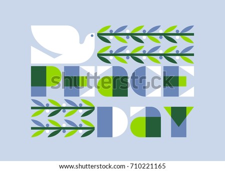 Peace Day Greeting Card With Elegant Retro Lettering And Dove Сток-фото © ussr