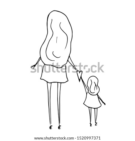 Stok fotoğraf: Happy Child Holding Hands With Parents Vector Isolated Illustration