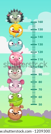 Zdjęcia stock: Height Measurement Chart Template With Lighthouse In Background