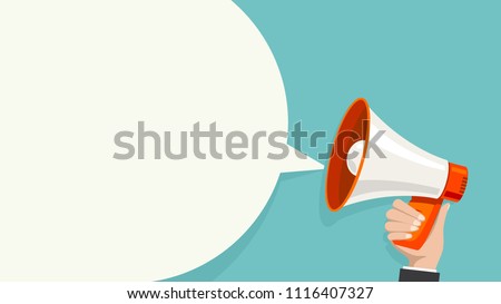 Stok fotoğraf: Megaphone White Bubble For Social Media Marketing Concept Place Your Text Here Vector Announce For