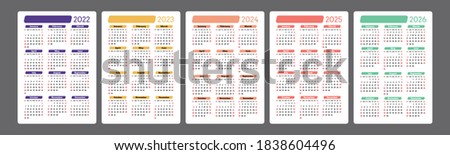 Stock photo: Set Of 2022 Year Simple Vertical Calendars On Different Languages Like English German Russian Fre