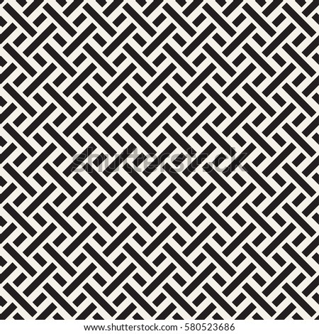 Stock photo: Trendy Monochrome Twill Weave Lattice Abstract Geometric Background Design Vector Seamless Pattern