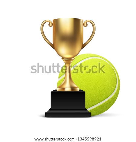 Stock foto: Realistic Vector 3d Blank Golden Champion Cup Icon Wirh Soccer Ball Set Closeup Isolated On White D