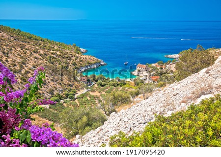 Stock fotó: Idyllic Beach In Hidden Cove Of Dubovica On Hvar Island Aerial V