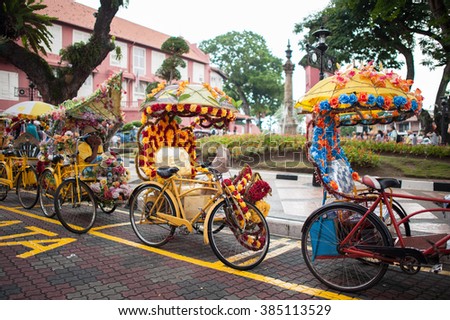 Foto stock: Trishaw Parked On Roadside In Malacca