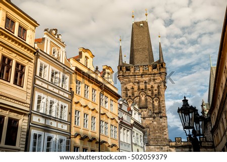 Stok fotoğraf: Powder Tower Or Powder Gate Prasna Brana Along Celetna Street