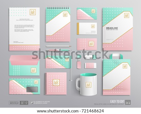 Stock foto: Corporate Identity Template Stationery On Soft Light Blue Wooden Board Mock Up For Branding Graph