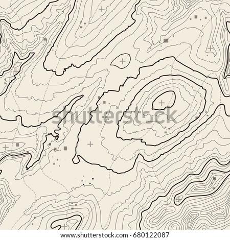 Foto stock: Seamless Abstract Topographic Map Pattern With Grid Vector Seam