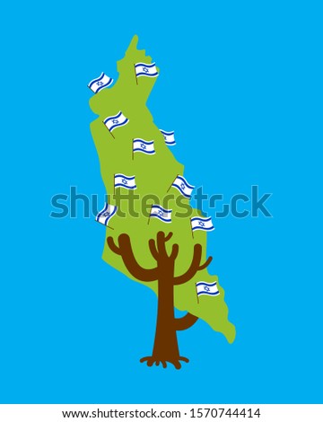 Imagine de stoc: Patriotic Tree Israel Map Israeli Flag National Political Plan