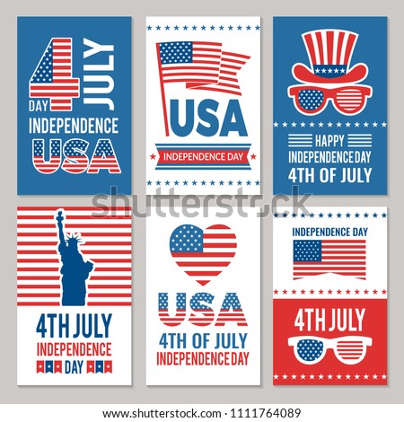 Stok fotoğraf: Independence Day Of The Usa Vector Illustration Fourth Of July Design With Falling Color Star And T