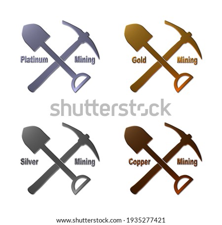 [[stock_photo]]: Mining Emblem Work Pick Sign Extraction Of Minerals Symbol Ve