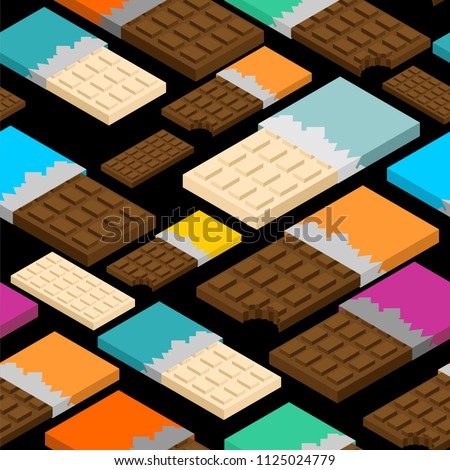 Stock photo: Chocolate Bar Isometric Pattern Seamless Sweetness Vector Illus