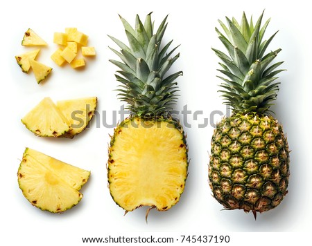 Stock fotó: Food Composition Of A Whole And Pieces Of Pineapple On A Blue Ba