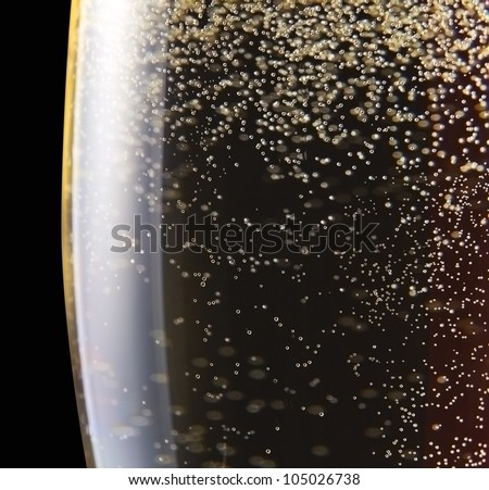 Stock fotó: Elegant Glass Of Yellow Champagne With Bubbles On Black Marble Board On Black Background Space For